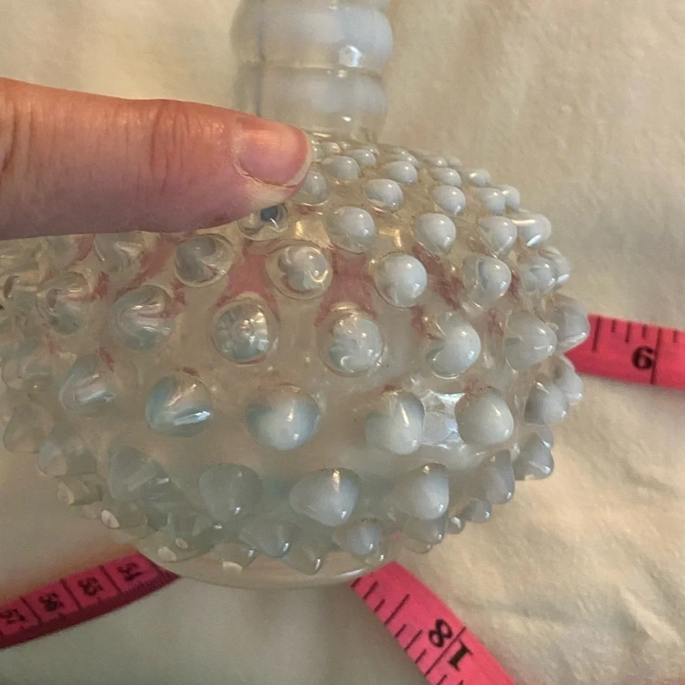 Fenton hobnail round vase with smooth neck smooth ring at base milk glass   #18